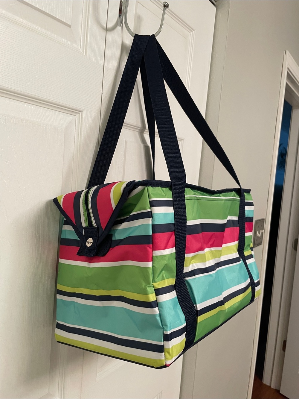 Thirty-one Large Thermal Soft Insulated Cooler Tote Bag Striped in PREPPY POP
